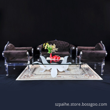 White Acrylic Flower Base Square Coffee Table